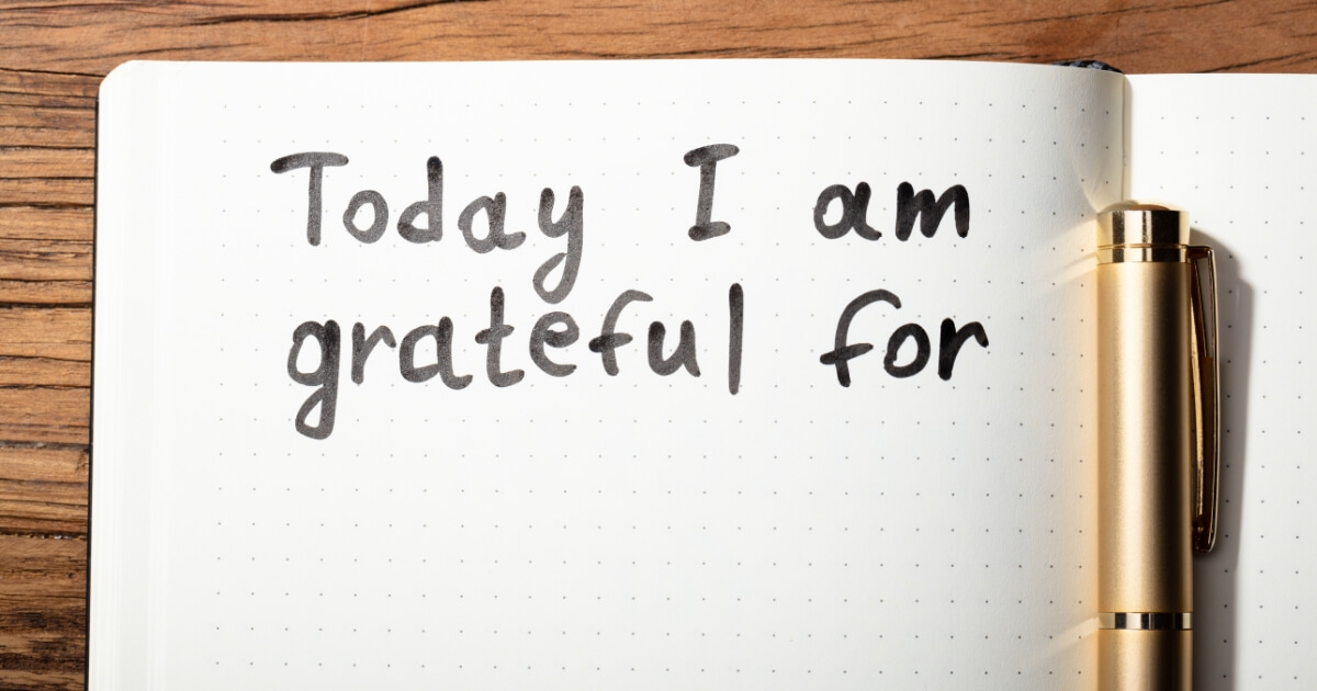 Gratitude  journal with the entry "Today I am grateful for..."